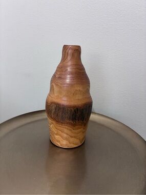 Watson Handcrafted Wooden Vase 6” tall Raw Wood